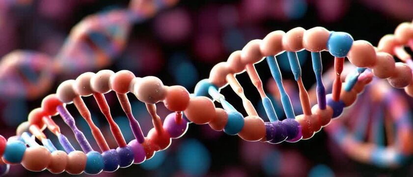 DNA Helix: A visually stunning representation of a DNA helix, a symbol of life's blueprint, intricately rendered with vibrant colors and precise detail. A perfect visual for science, genetics.