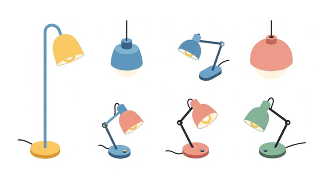 Collection of Modern Desk Lamps in Various Colors.