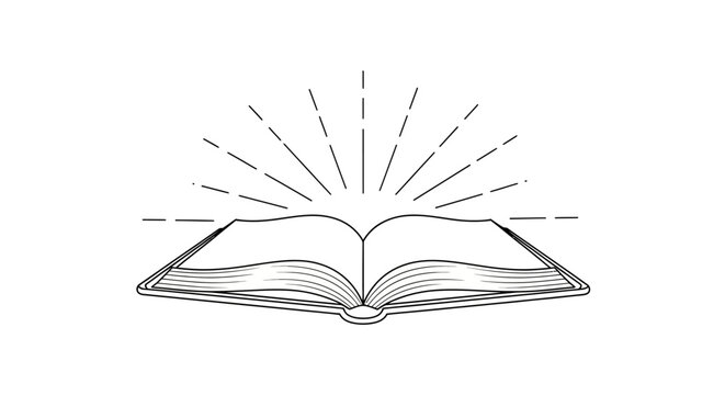 Open book with radiating light lines