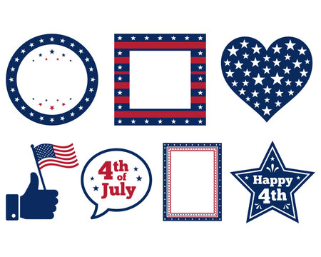 Patriotic 4th of July graphics and frames with American flag theme
