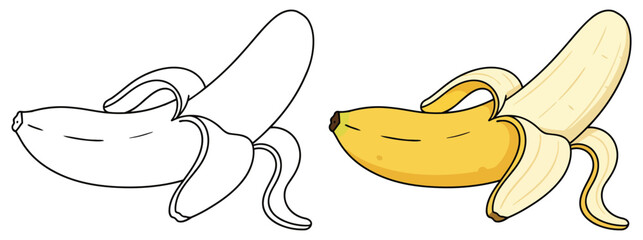 Banana fruit peeled cartoon illustration fresh healthy snack for kids vector design © Crafter