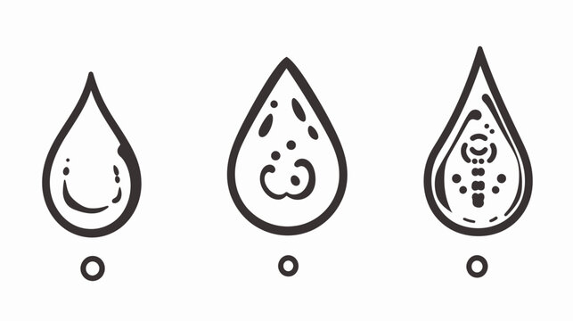 Three stylized grayscale teardrop illustrations showcasing different internal patterns, set on white