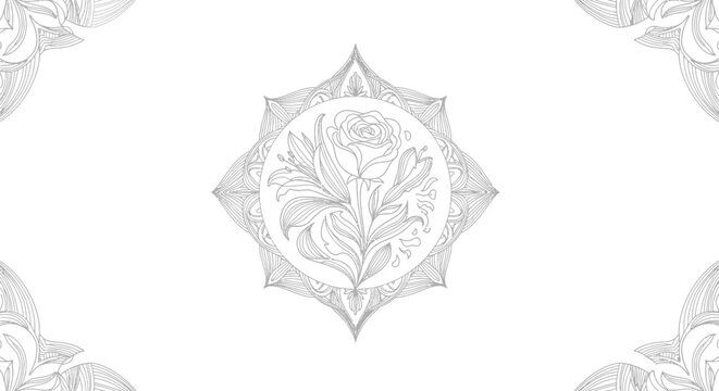 Floral, gray, vector border designs, decorative elements, ornate patterns
