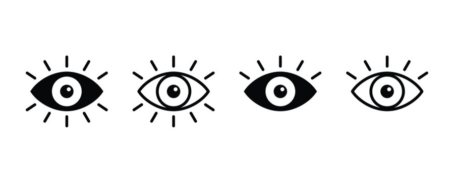 Eye icon set. Eyesight symbol. Retina scan eye icons. Vision icons. Simple eyes collection. Eye silhouette