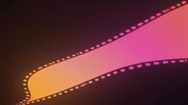 光漏れをまとったネガフィルムが揺れるレトロポップ背景アニメーション