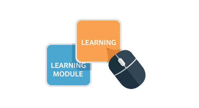 E-learning module icon with computer mouse