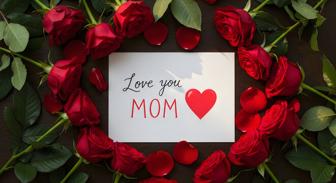valentine card with red roses
