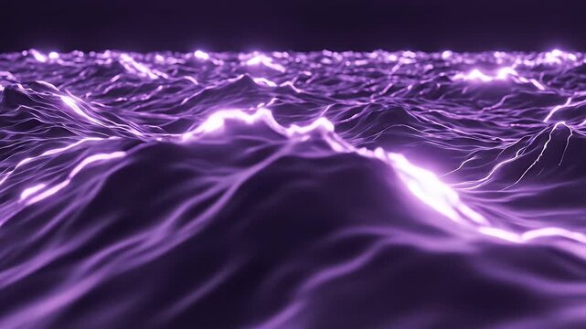 Abstract Purple Ocean Waves Flowing with Ethereal Light Effects.
