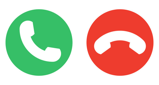 Green and Red Call icons. Answer and Decline Phone Symbols vector illustration