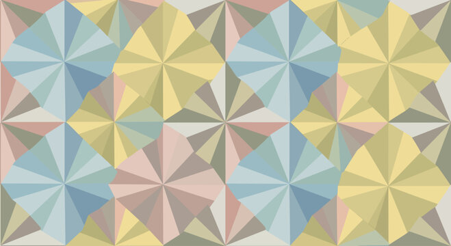 Geometric pattern with fan-like shapes in soft pastel colors