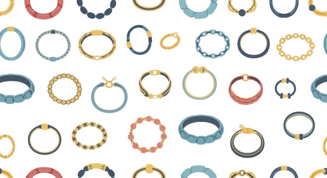 Assortment of Modern Bracelets and Bangles on White Background