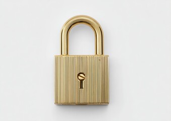 Naklejka premium Elegant brass padlock with ribbed texture and a central keyhole
