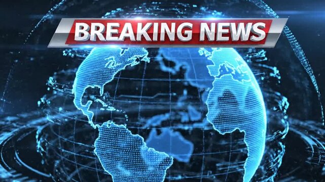 Breaking news global information concept with world map.