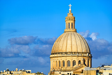 Fototapeta premium Close up of the dome of Basilica of Our Lady of Mount Carmel in Valletta, Malta