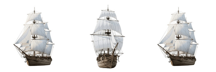 Traditional Wooden Tall Ship Sailing Vessel for History and Adventure Transparent PNG © Ibrar
