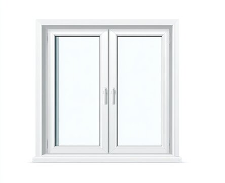 White double casement window with clean glass panes and simple handles