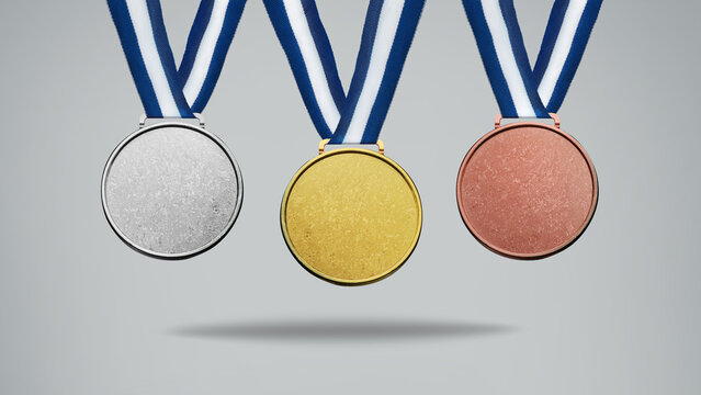 Collection of real gold medals isolated on free png background with a lot of text area - winner copy space concept