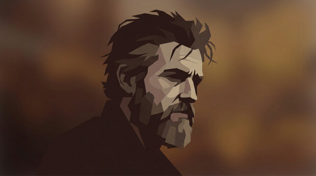 Low poly stylized portrait of a bearded man