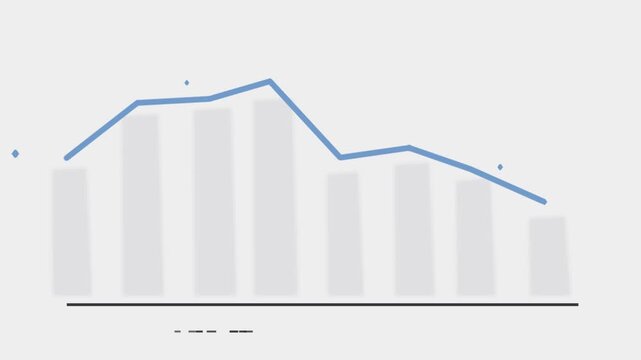 3d animated bar graph with rising blue line, business growth visualization, modern infographic animation
