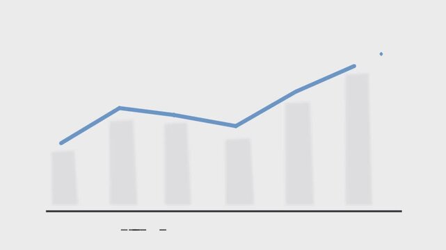 Blue line chart animation with grid background, graph