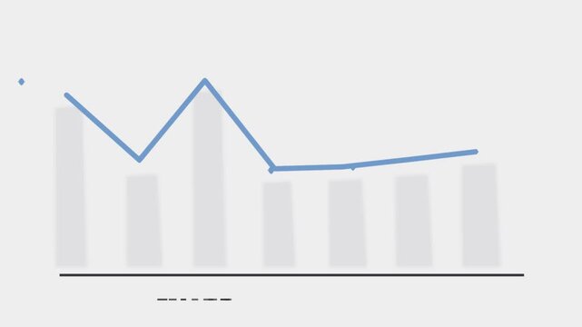 Blue line graph animation with grid background, chart data