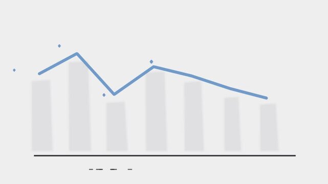 Blue line graph animation with dotted trend line, data visualization, minimalist style, corporate presentation