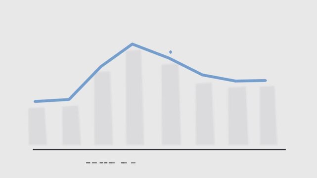 Blue line graph animation with peaks and valleys trend visualization chart data analytics