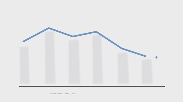 Blue line graph with data points animation, business growth trend, minimalist chart motion