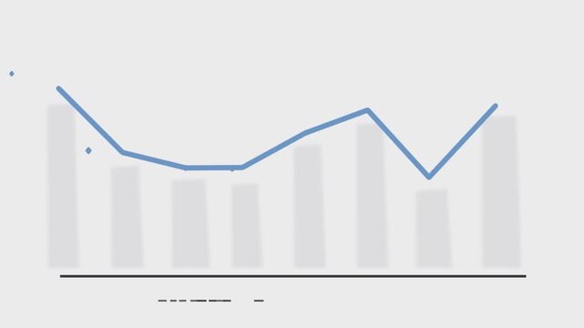 Blue line graph with data points on white background, upward trend, financial growth visualization chart