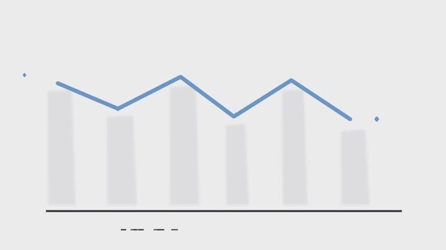 Blue stock chart line graph rising upward on white background, data finance