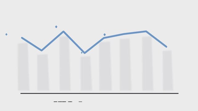 Blue stock chart line graph with candlesticks animation