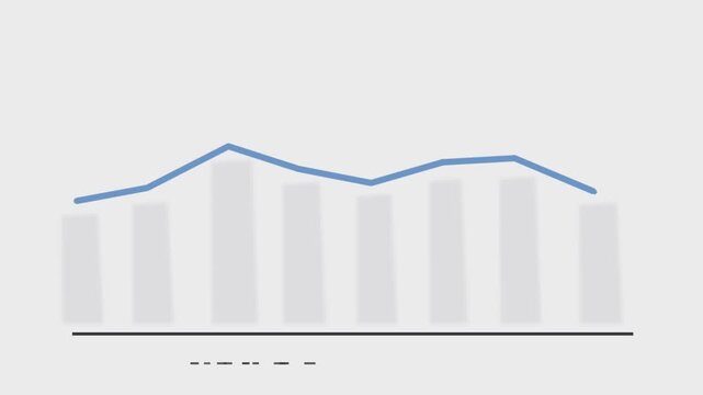 Blue wave graph animation with grid background, for data visualization, chart trend