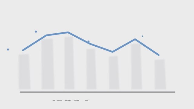 Smooth blue line graph animation with grid background, chart trend data