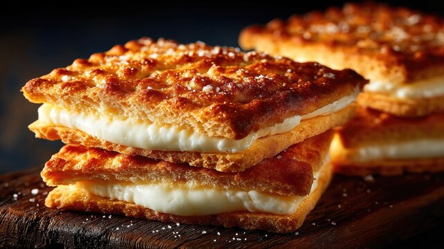 Delicious Cream Puff Pastry Squares with Caramelized Sugar Topping.
