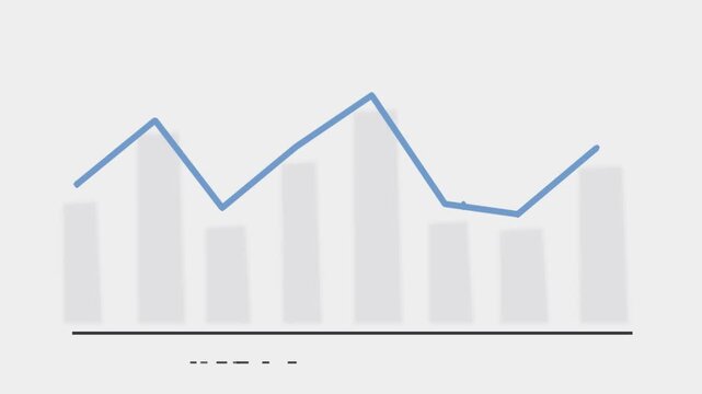 Stock market line graph animation with dynamic trend growth decline fluctuation