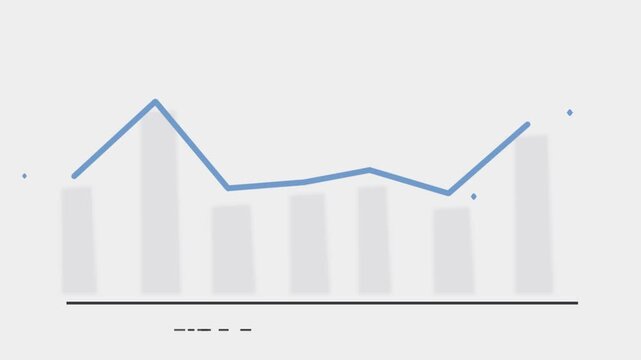 Stock market line graph animation with blue trend upward, financial growth visualization