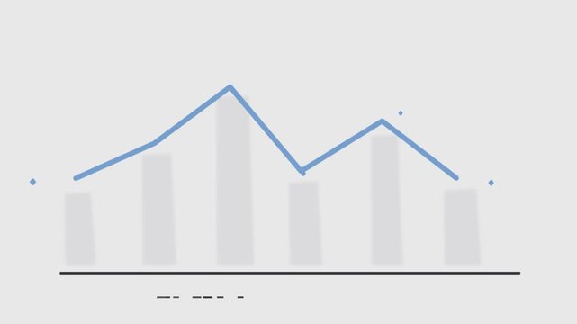 Stock market trend graph animation with blue line and dotted grid chart finance