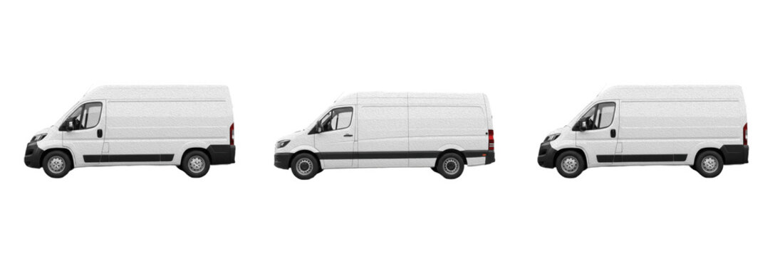 Side View of a White Commercial Delivery Van for Transport and Logistics Transparent PNG