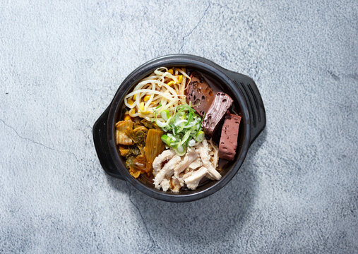 Boiling soup in a pot