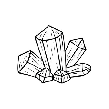 Hand Drawn Illustration of Crystal Geode Clusters and Gemstones