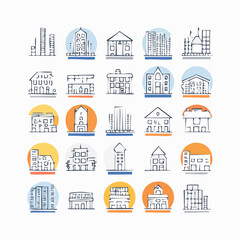 Obraz premium Collection of various house and building.