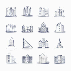 Fototapeta premium Various Skyscrapers and City Buildings.