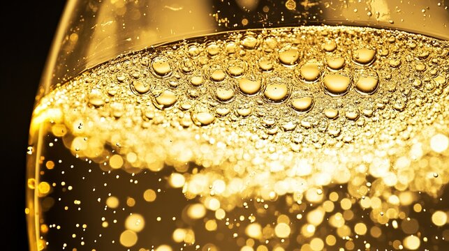 effervescence. Sparkling wine glass with rising bubbles forming chains. bar promotions, beverage menus, packaging labels, designed for product packaging and bar promotions, used by sports marketers.