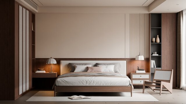 Modern Minimalist Luxury Bedroom Interior - 3D Render
