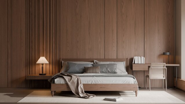 Modern Minimalist Luxury Bedroom Interior - 3D Render
