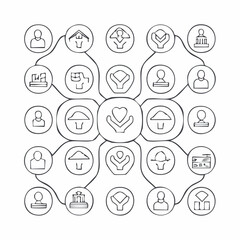 Fototapeta premium Network Connection Icons and People Symbols.