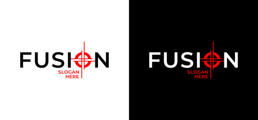 Fototapeta premium Two fusion logos with a target symbol, ideal for branding, technology, marketing, or business design projects needing a modern touch.