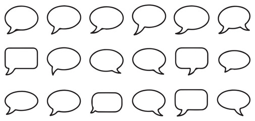 Fototapeta premium Set of simple oval speech bubble outline icons for communication vector illustration eps 10