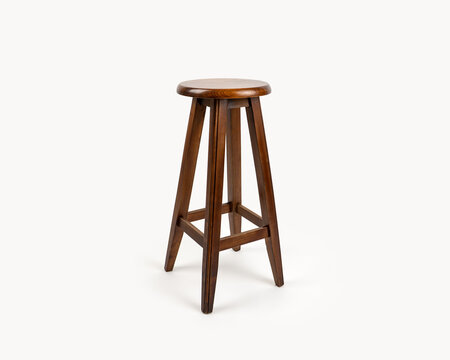 Wooden Bar Stool Isolated on White Background