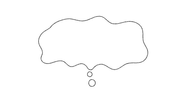 Hand-drawn, swaying speech bubbles: thoughts, worries, anxieties, lines of dialogue, murmurs, etc.